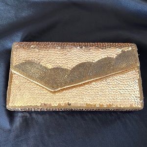 Vtg LaRegale Gold Sequin Evening Bag~Clutch Purse